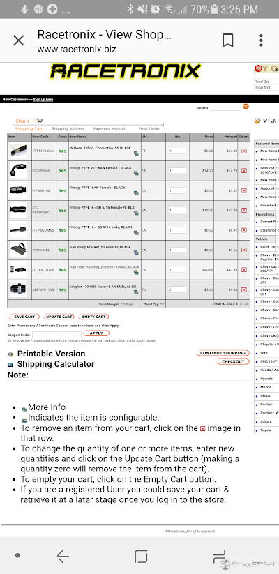 Parts List With Filter